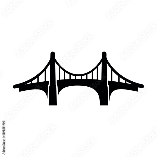 Vector Illustration of a Contemporary Suspension Bridge