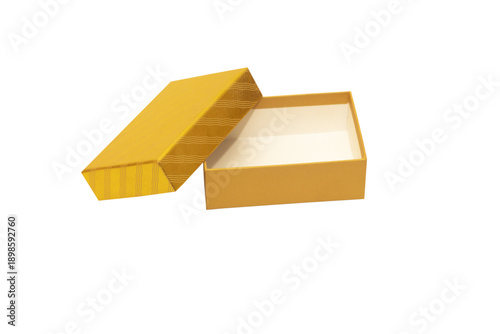 A Gold Gift Box is Isolated White Background Cutout