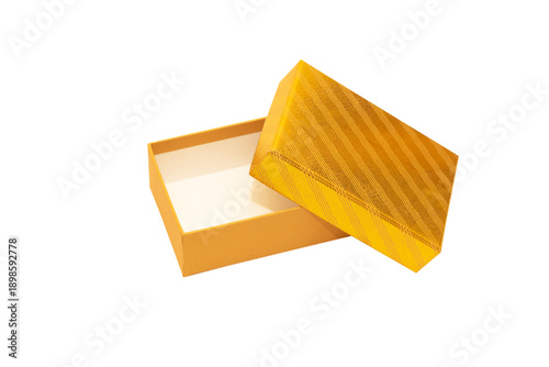 A Gold Gift Box is Isolated White Background Cutout