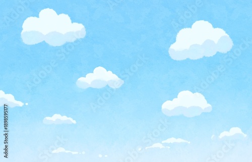 シンプルな青空と雲の背景イラスト