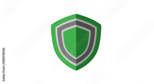 Green Security Shield Icon. Digital Protection, Safety, and Defense Symbol Isolated on White Background.
