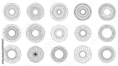 Collection of fifteen intricate circular geometric patterns or mandalas is created with delicate black lines on a white background.
