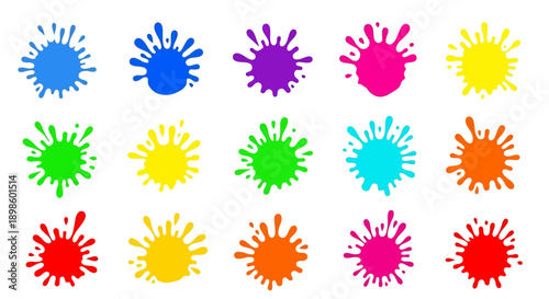 Vibrant collection of colorful paint splatters and ink blots.