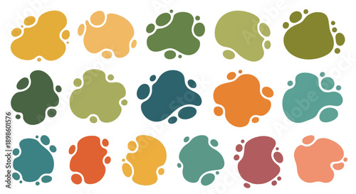 Abstract organic blob shapes set vibrant colors.