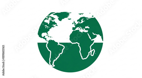 A green globe icon with white continents