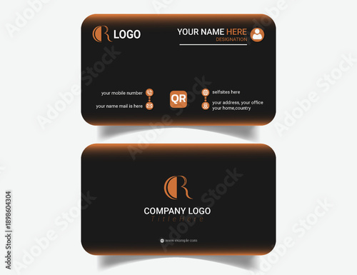 Modern Black and Orange Business Card Template | Professional Corporate Visiting Card Design