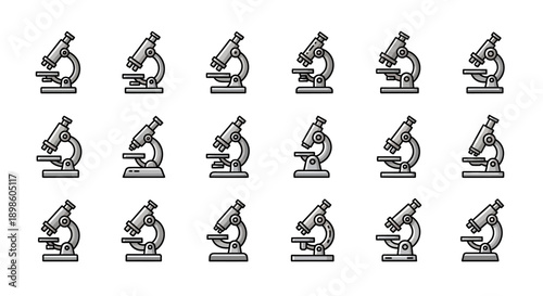 Microscope illustration pattern on white background for science, biology or education themes