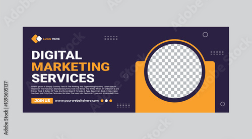 Digital marketing services template with modern design and placeholder text