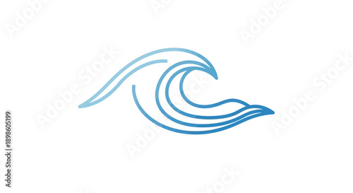 Minimalist Blue Wave Design Representing Ocean Motion And Coastal Imagery No Comma At End