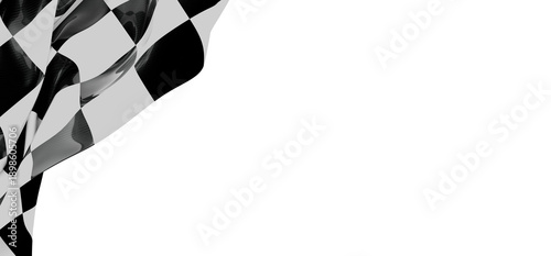 Tableau sur toile Checkerboard flag waving on a white background, representing success and victory in races