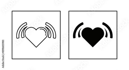 Heart with Sound Waves - Indicating Love's Signal, Heartbeat, or Emotional Resonance