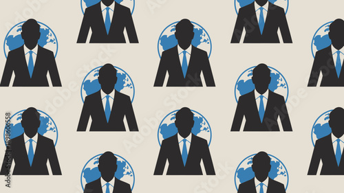 Silhouettes of businessmen in front of global backgrounds for corporate concepts
