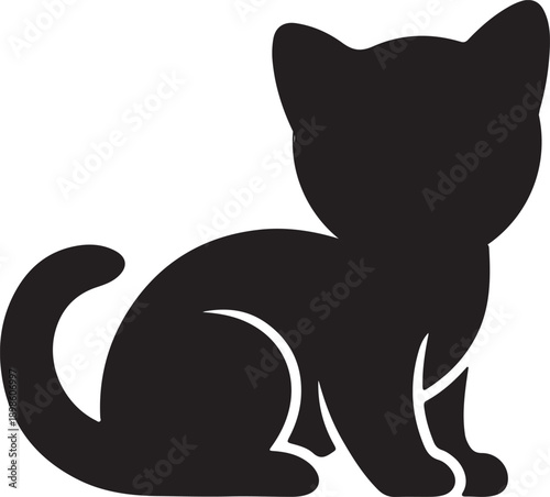 Kitten silhouette vector minimal animal design