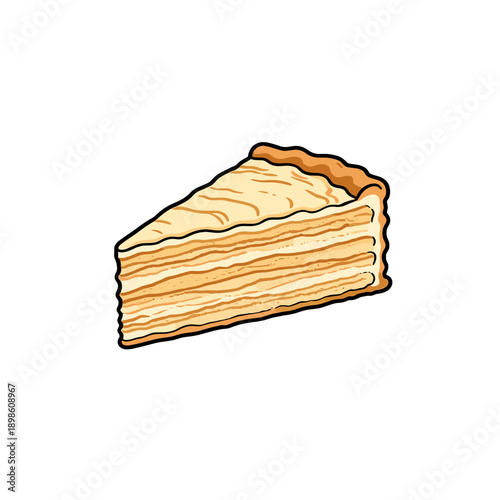 [Vector EPS]A slice of multi-layered cream cake with golden crust