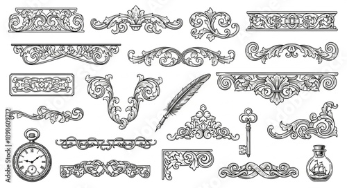 set of vintage design elements