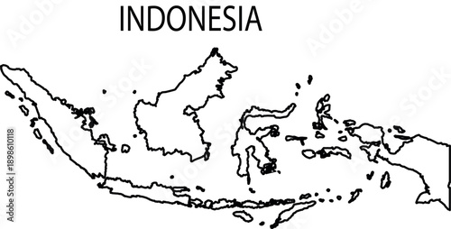 Abstract Indonesia Silhouette Detailed Map