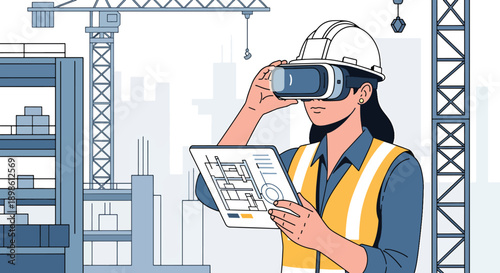 Engineering and Construction Technology Concept – Professionals Using Virtual Reality for Planning and Supervision