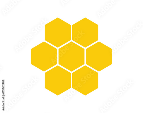 Honeycomb emblem logo or honeycomb icon. Simple flat honeycomb yellow and orange color. Colored honeycomb logo.