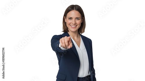 young business woman pointing
