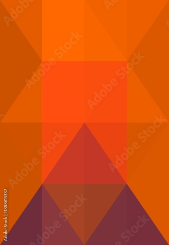 An abstract geometric background features a colorful orange triangle pattern with creative polygonal shapes in a seamless vector design template for a modern wallpaper texture
