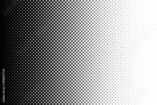 fun beautiful black and white shadow halftones retro pop art funky urban colorful comic book. Dotted halftone gradient texture. Vanishing polka dot background. Repeating dots gradation