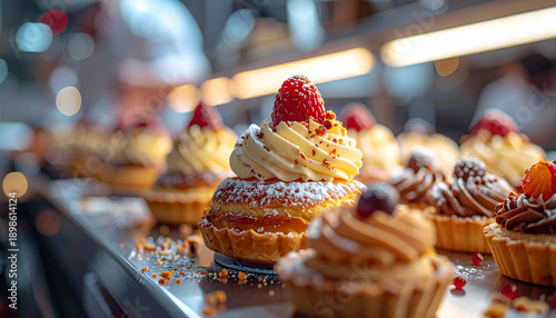 Słodycze wypieki w cukierni na ladzie
