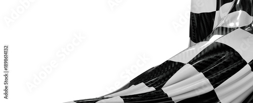 Foto Black and white checkered flag waving in the wind