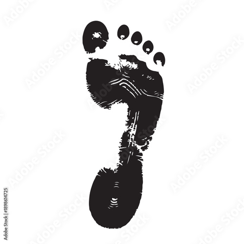 Black Footprint on White Background
