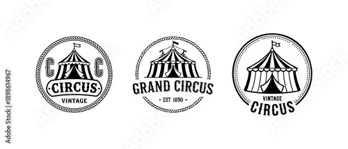 Vintage Circus Logo with Big Top Tent Illustration