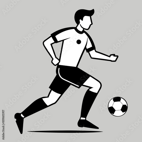 Soccer Player Kicking Ball Dynamic Action Sport Illustration Vector Graphic