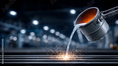 Wallpaper Mural Workers pour molten metal, causing sparks to fly in busy foundry during late hours of production Torontodigital.ca