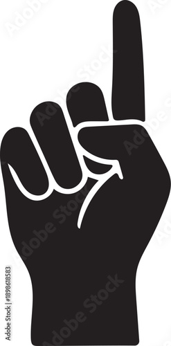 one finger up hand gesture silhouette vector icon