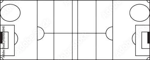Detailed tactical soccer pitch diagram with comprehensive field markings and strategic grid set