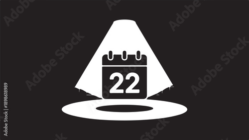 Graphic depicting the date 22nd with a calendar and umbrella icon. Vector