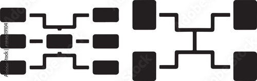 Flowchart organizational chart network diagram decision tree structure with boxes and connectors
