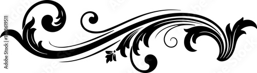 Elegant swirling decorative flourish element for classic wedding invitations and luxury stationery
