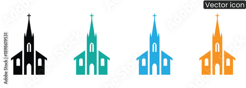 Vibrant church icons for websites and apps, conveying faith and community