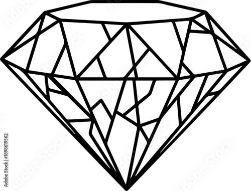 Simple black line art diamond gemstone icon isolated on white background