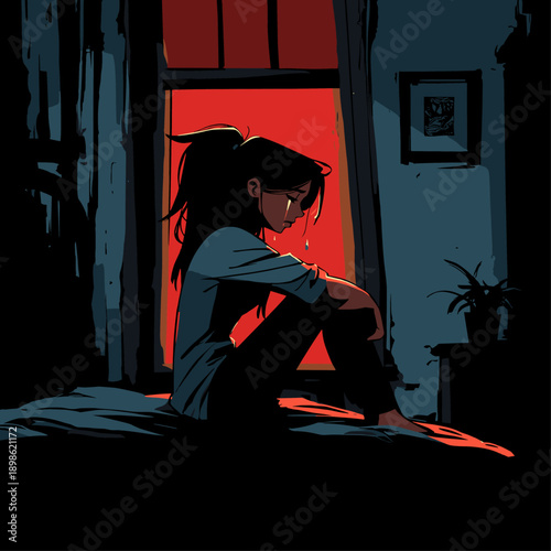 Sad Woman Sitting Alone in Silence