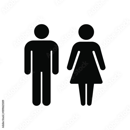 Simple black silhouette icons depicting a man and a woman standing side by side