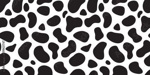seamless black and white cow pattern vector. Cow print. 