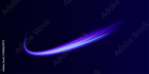 Curved glowing light trails ripple across a dark cyberpunk scene. Sparks flash along dynamic curves. Abstract motion lines convey energy and speed. 