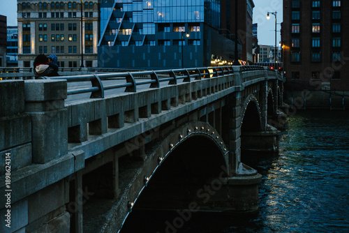 A classic bridge over the Grand River in Grand Rapids, Michigan.