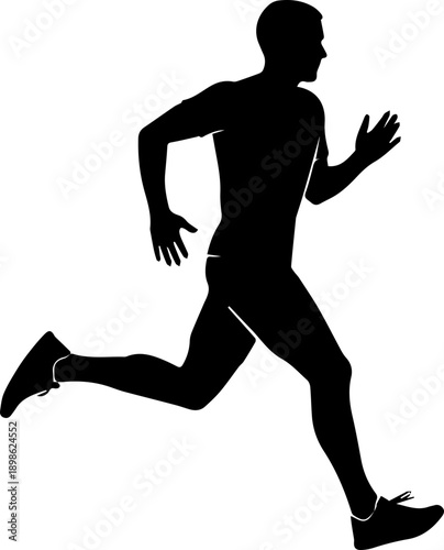 Action Silhouette of a Male Athlete Running at High Speed for Fitness Training and Marathon Sports Concept Isolated on White