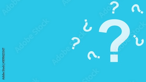 Questions mark animation video on blue background