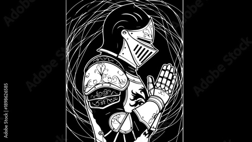 Medieval Knight in Full Armor, Praying with Hands Folded, Symbolizing Faith and Protection