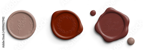 Εκτύπωση καμβά Crimson Set of Three Smooth Wax Seals with Design
