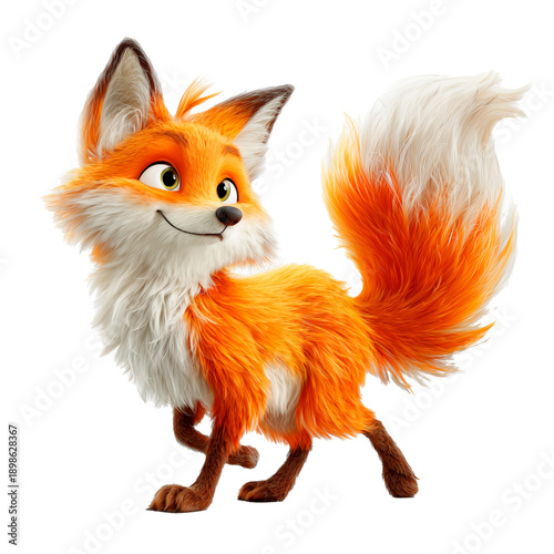 Charming cartoon red fox character celebrates wildlife protection on March 3rd in vibrant colors and playful pose