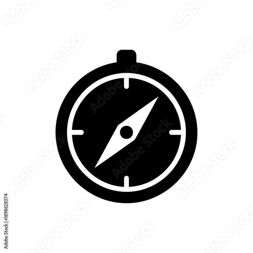 Compass Silhouette Vector Icon Isolated Navigation Direction Tool Symbol on White Background for Travel Design
