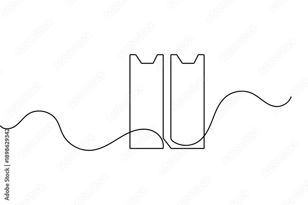 Obraz premium Document file folder in continuous one line drawing minimalist style isolated vector illustration